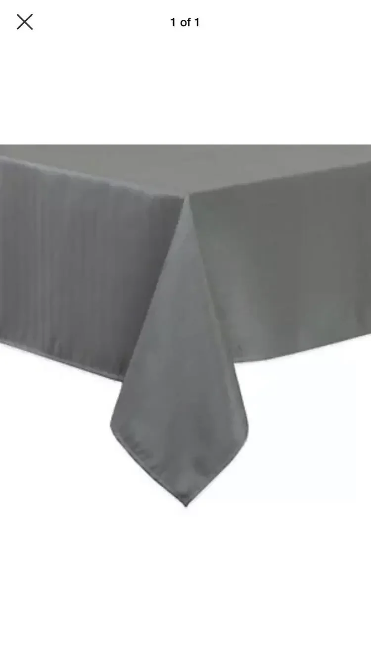 Windsor Stain Resistant 70 Inch Round Tablecloth in Charcoal Seats 4 to 6 People